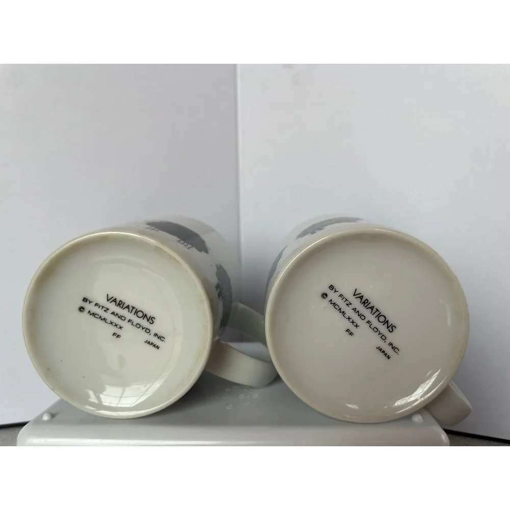 Vintage Fitz & Floyd‎ Black Sheep Mug Set of 2 Discontinued Variations Pattern